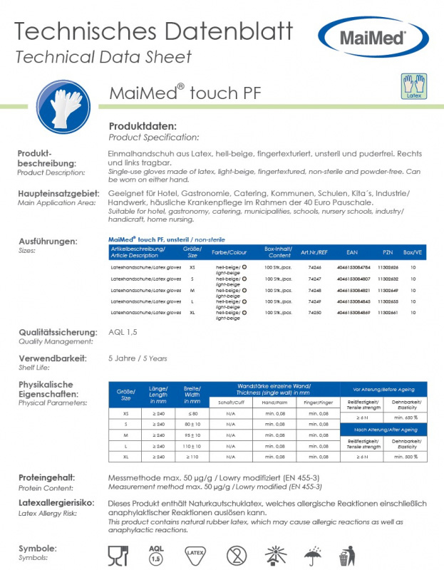 Latex-Einweghandschuh touch PF